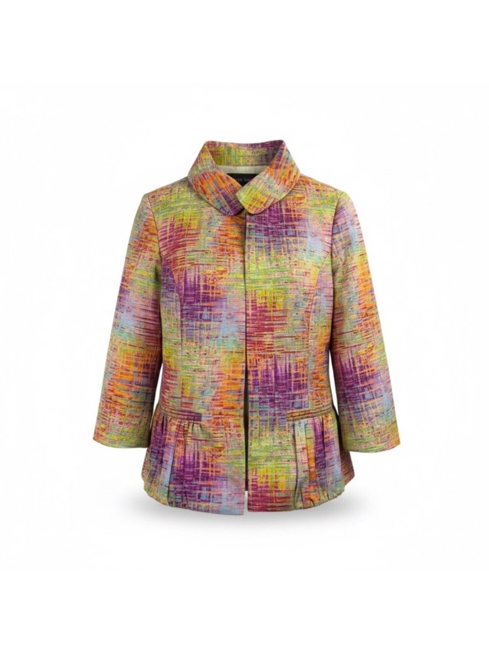 Randy Kemper Womens Multicolor Coat Colorful Pastel Patterned Jacket Size 8